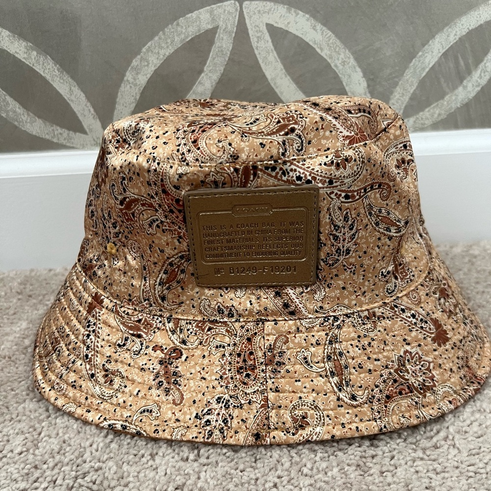 COACH / STEVE MADDEN hat upcycled w/Coach Creed  REVERSIBLE SATIN O/S